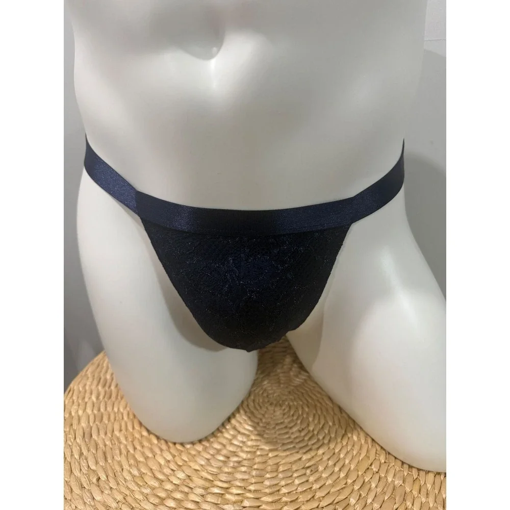 Cosabella Never Say Never Italian Thong Nocturnal blue Men's Lace NWT Size S‎